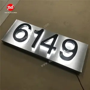 Modern Led House Number Sign Maker Metal Door Number Glow In The Dark Stainless Steel 3d Backlit Sign