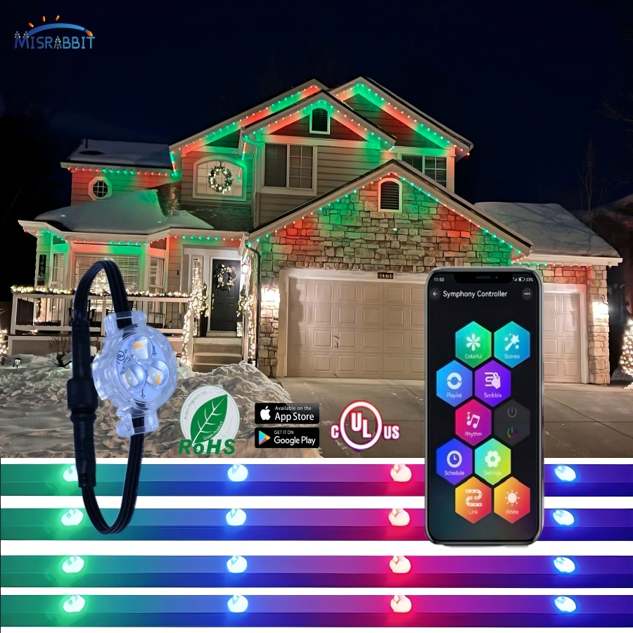 IP68 12V Permanent Christmas & Holiday Outdoor Lighting - 30mm LED Pixel Point Light Source with Aluminum Track