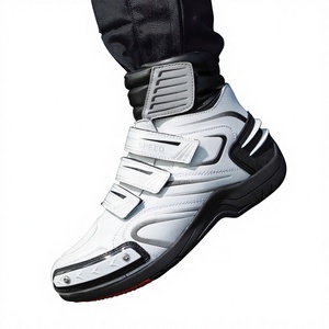 Bottes de moto de course en cuir véritable de haute qualité, imperméables, respirantes, mi-mollet, avec fermeture à boutons, tendance - Product Image 3