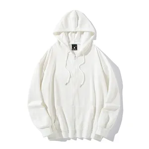 Wholesales Heavyweight Zip Up Hoodie High Quality French Terry Oversized Drop Shoulder Sweatshirts Custom Full Zip Up Hoodies