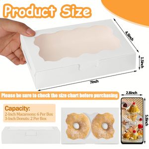 Factory Wholesale White <b>Cardboard</b> Bakery <b>Box</b> With Wavy Clear Window Foldable Cookie Candy Packaging <b>Box</b> Custom Logo Dessert Gift - Product Image 2