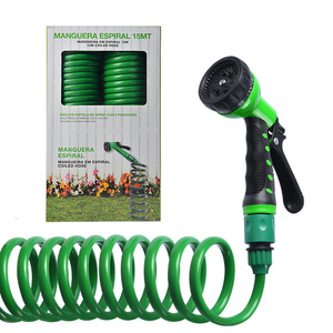 Manguera Espiral de 15 Metros con Pistola de Riego de 5 Funciones para Jardín y Lavado de Autos - Product Image 1