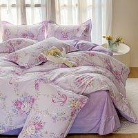 Parure de lit 3-en-1 en coton épais Nantong Home Textile 13376, motif floral imprimé réactif, confortable, toutes saisons