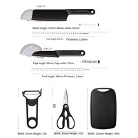 Ensemble de couteaux de cuisine 5 pièces pour pique-nique, camping en plein air, planche à découper antidérapante en PP, ensemble de couteaux portables en acier inoxydable