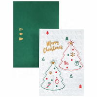 Meilleur rapport qualité-prix : Fournitures de papeterie de Noël en gros, Carte de vœux interactive en papier coton avec impression typographique motif sapin de Noël