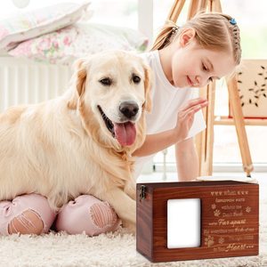 Guci hewan peliharaan kayu padat dengan bingkai foto peringatan khusus kucing dan anjing pemakaman peti perlengkapan pemakaman untuk penyimpanan abu - Product Image 3