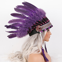 Serre-tête confortable en plumes indiennes pour femme, idéal pour cosplay, fêtes d'Halloween, spectacles de danse – Couleur et taille personnalisables