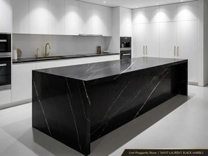 Dalles de marbre noir polies modernes pour intérieur, en stock, taille personnalisée pour projets de villas et d'hôtels - Product Image 2