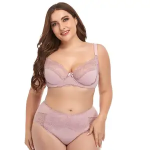 New Kích Thước Lớn Của Phụ Nữ Áo Ngực Set Với Underwire Ren Cạnh Của Phụ Nữ Đồ Lót Của Phụ Nữ Mỏng Khuôn Cup Áo Ngực