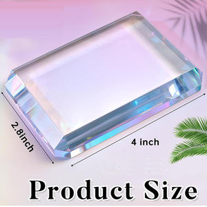 Presse-papiers en verre cristal rectangulaire transparent blanc, gravure sur cristal, décoration de la maison, cadeau personnel - Product Image 2