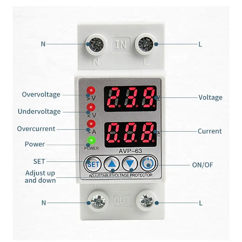 Protector de voltaje ajustable por sobrevoltaje, 24 meses de garantía, Protector de energía eléctrica