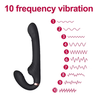 Vibromasseur Strap-on sans Sangle à 10 Vitesses, Double Vibration pour Femme, Jouet Sexuel Adulte pour Femme et Couple, Masseur Anal et de Prostate
