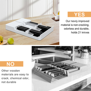 <b>Plastic</b> Flatware Organizer for Drawer Knife <b>Block</b> Drawer Organizer Tray Kitchen Utensil Organizer - Product Image 5