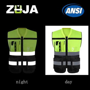 ZUJA grandi quantità OEM Multi funzione gilet di sicurezza ad alta visibilità professionale lavoro riflettente di sicurezza per geometra - Product Image 3