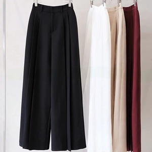 Pantalones de Verano para Mujer, Plisados, de Pierna Ancha, Cintura Alta, Estilo Vietnamita, Holgados, Casuales, Largos, de Poliéster y Spandex, de Secado Rápido - Product Image 1
