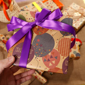 Rollo de papel de regalo Kraft de cumpleaños-80gsm 43x300cm | Embalaje de regalo personalizado al por mayor a granel | Estampado de animales bonitos - Product Image 3