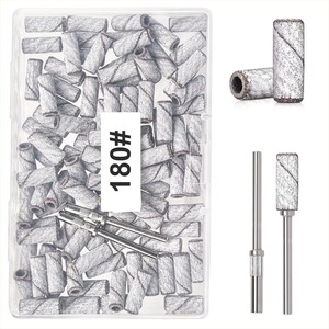 100pcs Zebra Nail Sanding Bands 80 150 180 240 Grit Emery Drill Bit Sleeves for Manicure <b>E</b> <b>File</b> - Product Image 5