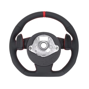 Volante Deportivo YUNZ OEM Rojo RS de Cuero y Fibra de Carbono para <span class=keywords><strong>A3</strong></span> A4 A6 A7 A8 Q5 Q7 Q8 3 6 - Product Image 2