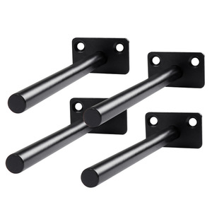 <span class=keywords><strong>Support</strong></span> mural flottant fixe noir à deux trous pour panneau dissimulé, 12 cm, rond, peint par pulvérisation - Product Image 1