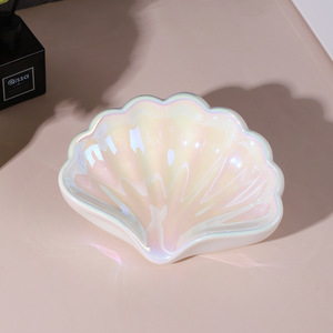 จานสบู่เซรามิคลายเปลือกหอย Mystic Arts พร้อมที่ระบายน้ำ สำหรับห้องน้ำ ใช้เก็บเครื่องประดับ ถาดขนาดเล็ก สไตล์หรูหราเบาๆ - Product Image 3