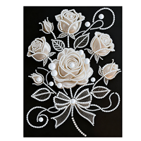 Kit de Peinture DIY Rose Perle 3D, Art Diamant Fleur Perle Blanche, Broderie Strass Faite Main, Décoration Murale pour Adultes Débutants
