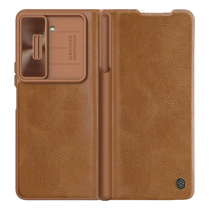 NILLKIN QIN Series Pro Shockproof Sliding Camera Cover Design Leather Phone Case For Samsung Galaxy Z Fold5