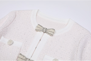 Pulls à nœud papillon pour femmes, mode <span class=keywords><strong>automne</strong></span>-hiver, manches longues, élégants, tricotés, tenues deux pièces pour les fêtes - Product Image 5