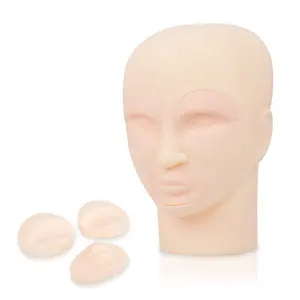 3D Silicone Permanent Makeup Tattoo Training Practice Detachable Human Head Model Template For Microblading Tattoo Beginner