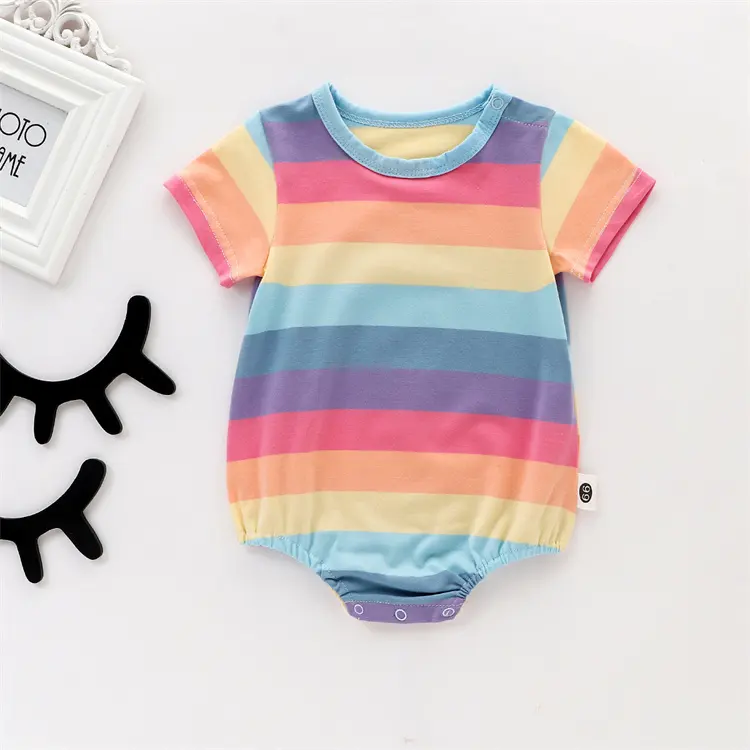 2022 Summer Baby Girl Rainbow Romper Clothes 3 to 6 Months Clothing