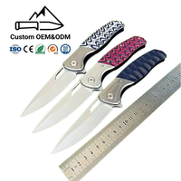 Couteau pliant de camping de poche DIY pour l'extérieur, lame en acier inoxydable D2 de 3,23 pouces, épaisseur de 3 mm, manche en acier inoxydable G10