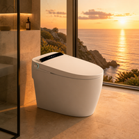 WC intelligent certifié ETL 220V avec siphon en S/en P, commande vocale, chasse d'eau automatique par capteur, bidet, télécommande, siège chauffant, cuvette carrée, à poser au sol