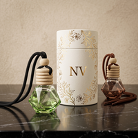 Bouteille diffuseur de parfum de voiture en verre polygonal vide de 8 ml, personnalisée en usine, avec bouchon d'étanchéité, désodorisant suspendu, vente en gros