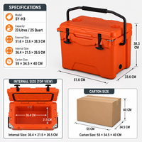 Glacière portable rotomoulée de 25 L avec poignée, boîte isotherme rigide pour la pêche, le camping, les voyages en plein air
