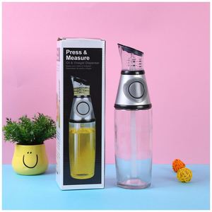 Modern Kitchen Manual 500ml/250ml Glass Oil Pot Quantitative Seasoning Bottle with Scale for Food <b>Storage</b> - Product Image 2