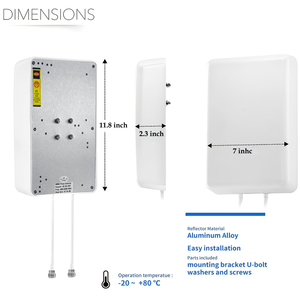 Antena 4G LTE 2x2 MIMO 5G para T-Mobile, Antena de Panel Celular 5G para Exteriores SMA, 600-6000MHz 10dBi, Cable/Poste de 10 Metros - Product Image 4