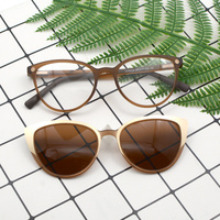 Lunettes de soleil œil de chat pour femmes, monture classique en acétate avec verres PC transparents, style féminin élégant