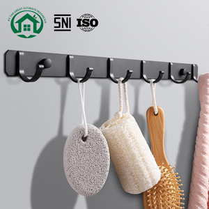 Pano.V New High Quality Space Aluminum Hanging Clothes 4/6 Plain Finish <b>Bathroom</b> Toilet Door Back Row Hanger <b>Hook</b> - Product Image 1