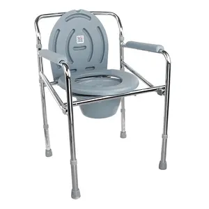 ขายส่ง แขนล้อเก้าอี้-ที่มีคุณภาพสูงเหล็กปรับความสูงห้องอาบน้ำฝักบัว Commode ห้องน้ำรถเข็นคนพิการที่มีแขนส่วนที่เหลือ