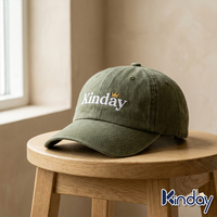 Casquette de baseball décontractée unisexe rétro en sergé vert avec logo personnalisé, visière incurvée unie, style souple et non structuré