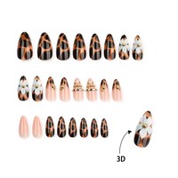 YD9 Kaixin – Faux ongles réutilisables en ABS, vente en gros, faits à la main, motif floral, fournitures pour ongles, forme amande, longueur courte, logo personnalisé
