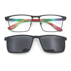 Pretty Outlooks - Monturas de Gafas Cuadradas de Acero Inoxidable con Clip Metálico, Protección Contra la Luz Azul, Unisex, Tendencia de Moda - Product Image 2