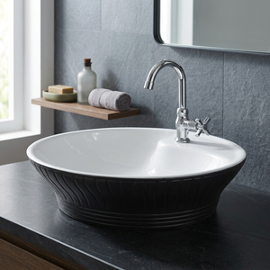 Vasque carrée en céramique grise à poser sur comptoir, écologique, pour usage hospitalier, design moderne, installation au-dessus du comptoir - Product Image 5