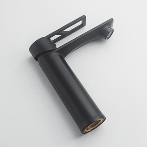 Robinet de lavabo monocommande moderne en alliage de zinc noir, à montage sur plan, avec mitigeur <span class=keywords><strong>eau</strong></span> chaude et froide et cartouche céramique - Product Image 4