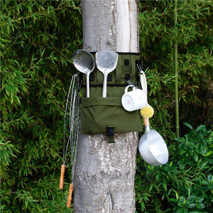 Outdoor Camping <b>Cookware</b> Storage Bag Military Green Oxford Cloth Hanging Organizer For Portable Kitchen Use - Product Image 2