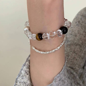 <b>Crystal</b> Bracelet With White <b>Crystal</b> Black Red Agate Tiger Eye Cat's Eye Beads Unisex Everyday Wear Jewelry - Product Image 3