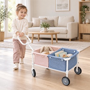 Moderno Carro de Almacenamiento de Juguetes 2 en 1 de Acero Inoxidable para Niños, Mesa de Juego Plegable y Convertible, Carrito Utilitario para Dormitorio - Product Image 2