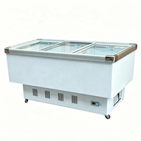 Congélateur coffre commercial à froid direct, 2,0 m, monotempérature, 3 portes, couvercle coulissant plat, pour aliments surgelés et crèmes glacées