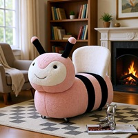 Fauteuil enfant Little Bee Slide - Design abeille moderne et créatif - Revêtement en sherpa doux - Chaise de salon pour enfants