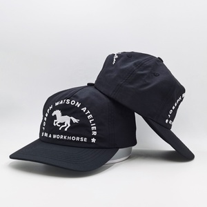 Groothandel Zwart Borduurwerk <span class=keywords><strong>5</strong></span> Panelen Baseball Cap Waterdichte Nylon Ongestructureerde Vader Hoed Custom Running <span class=keywords><strong>Hat</strong></span> - Product Image 2