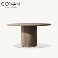 Table à manger ronde en teck durable pour l'extérieur, idéale pour les hôtels, les villas, les cours et les jardins